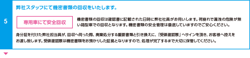 弊社スタッフにて機密書類の回収をいたします。